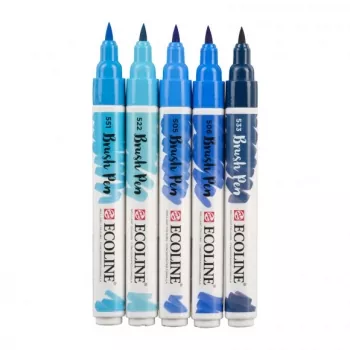 Talens • Ecoline set von 5 Brush Pens blau