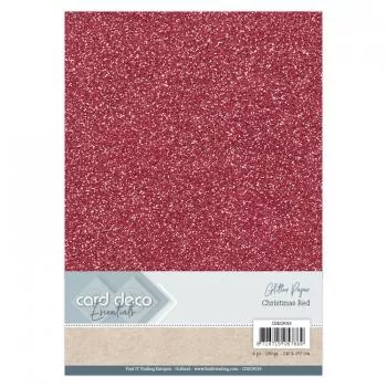 Card Deco Essentials Glitter Paper Christmas Red