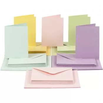 Karten und Umschläge pastellfarben, 100 Stück, SUPER SPARPREIS