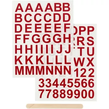 Rub-On-Sticker, Buchstaben & Zahlen, rot