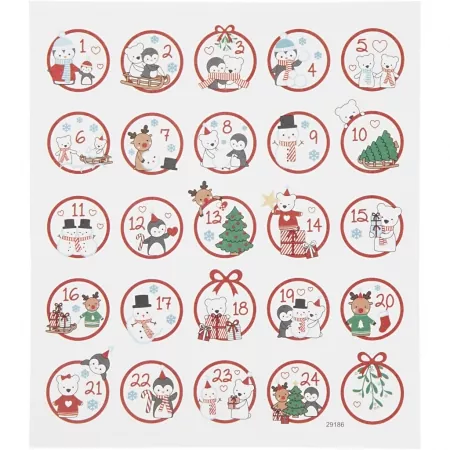 cchobby, Stickerbogen 15x16,5 cm, 24 Stck., Polar Fun 1-24