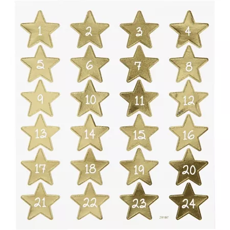 Deco Company Stickerbogen 15x16,5 cm, 24 Stck., Gold, Adventkalender-Zahlen