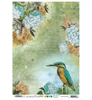 Studiolight Rice paper Kingfisher, flowers New Awakening nr.05