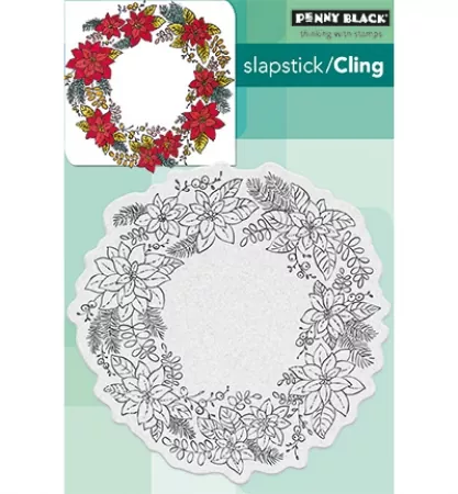 Stempel, Cling Stamp, Poinsettia Wreath, Penny Black