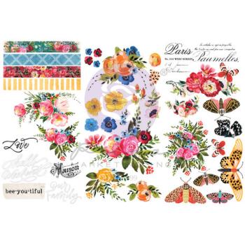 Prima Marketing, Painted Floral Rub On Transfers