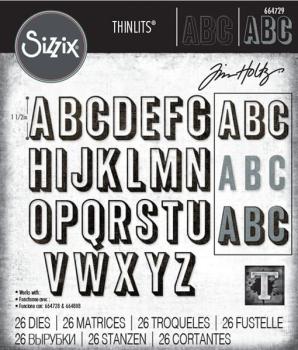 Sizzix, Tim Holtz Thinlits Die Set Alphanumeric Shadow Upper