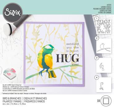 Sizzix, Layered Stencils by Olivia Rose Bird & Branches