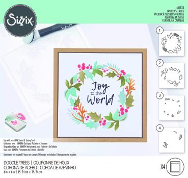 Sizzix, Layered Stencils by Lisa Jones Holly Wreath