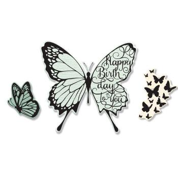 Sizzix • Framelits Die Set 3Stück Stamps Butterfly Birthday