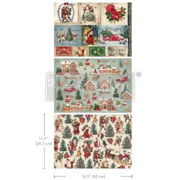 Re-Design with Prima, A3 Decoupage Fiber Pack - Santaland Sparkle