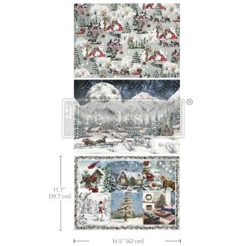 Re-Design with Prima, A3 Decoupage Fiber Pack - Snowfall Splendor