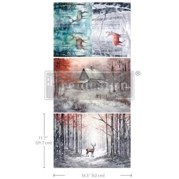 Re-Design with Prima, A3 Decoupage Fiber Pack - Dashing Through the Pines