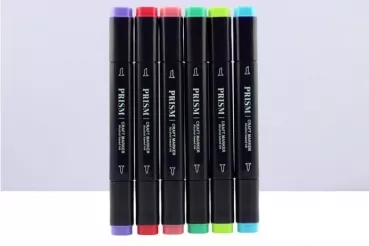 Prism Craft Markers Set 1 - Brights x 6 Pens, Hunkydory