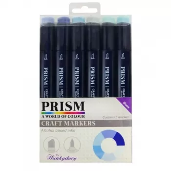 Prism Craft Markers Set 4 - Blues x 6 Pens, Hunkydory
