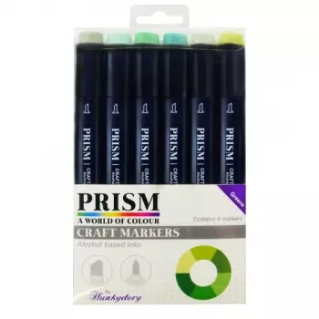 Prism Craft Markers Set 9 - Greens x 6 Pens, Hunkydory