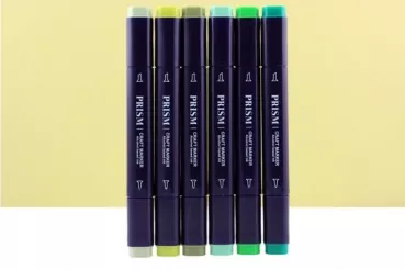 Prism Craft Markers Set 9 - Greens x 6 Pens, Hunkydory