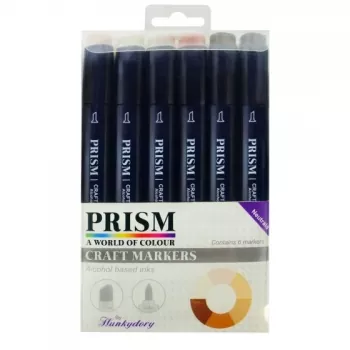 Prism Craft Markers Set 12 - Neutrals x 6 Pens, Hunkydory