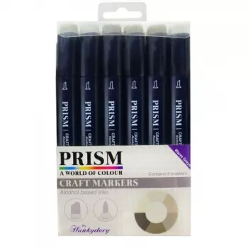 Prism Craft Markers Set 14 - Warm Greys x 6 Pens, Hunkydory