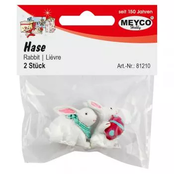Meyco, Dekofigur Miniatur Hasen mit Halstuch und Ei