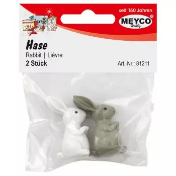 Meyco, Dekofigur Miniatur Hasen weiß und grau