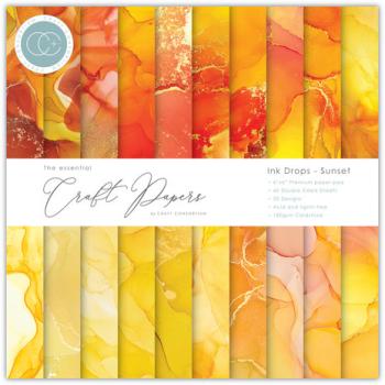 Craft Consortium, Essential Craft Papers 6x6 Inch Paper Pad Ink Drops Sunset