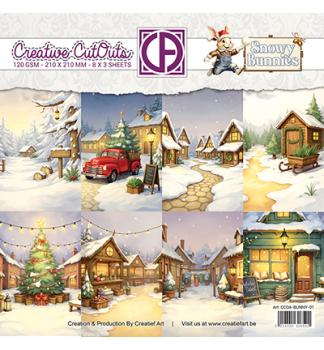 Creatief Art, Snowy Bunnies 8x8 Inch Paper Pack 01