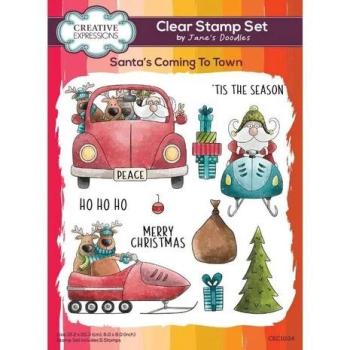 Creative Expressions, Jane's Doodles Clear Stamp Set Santa's Coming To Town