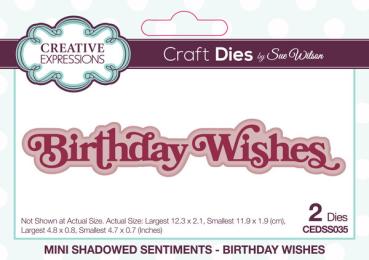 Creative Expressions, Sue Wilson Craft Die Mini Shadowed Sentiments Birthday Wishes