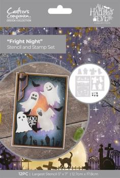 Crafters Companion, All Hallows Eve Stencil & Stamp Set Fright Night