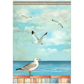 Stamperia, Blue Dream A4 Rice Paper Seagulls