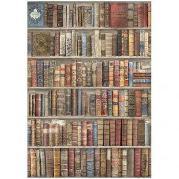 Stamperia, Vintage Library A4 Rice Paper Bookcase
