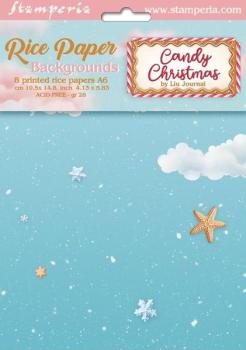 Stamperia, Candy Christmas A6 Rice Paper Backgrounds