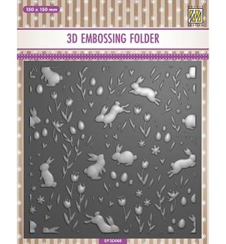 Nellie's Choice, 3D Embossing Folder Background Rabbits and Tulips