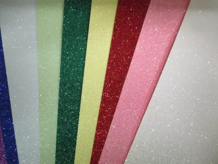 Glitzerpapier, verschiedene Farben, 14 Stück