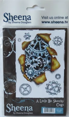 Unmounted Rubber Stamp A Little Bit Sketchy Cogs by Sheena Douglass, Crafters Companion