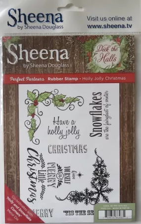 Unmounted Rubber Stamp Holly Jolly Christmas, Crafters Companion