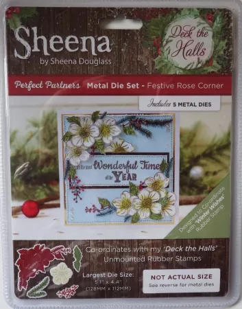 Stanzschablone Festive Rose Corner, Sheena Douglass, Crafters Companion