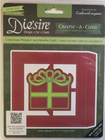 Die'sire Create-a-Card Accordion Card Metal Die - Christmas Present Square Accordion Die, Crafters Companion