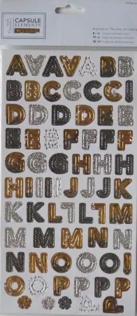 Chipboard Alphabeth Stickers metallic, Docrafts