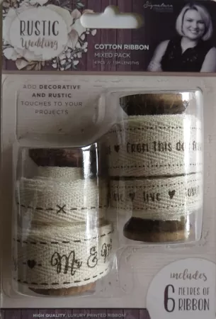 Sara Signature Rustic Wedding Cotton Ribbon Pack, Crafters Companion
