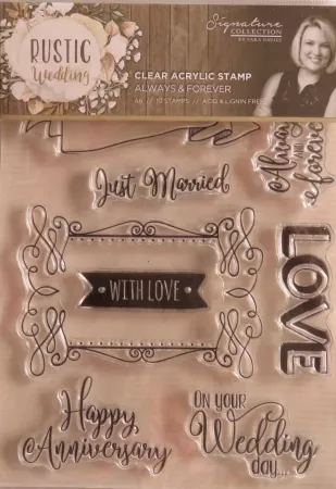 Sara Signature Rustic Wedding Clear Acrylic Stamp - Always & Forever, Crafters Comapnion