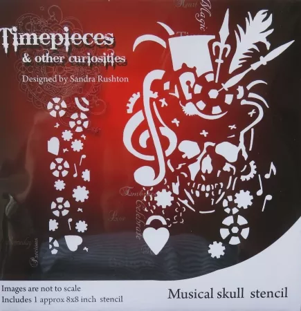 Stencil / Schablone Timepieces, Musical Skull Stencil, Sandra Rushton