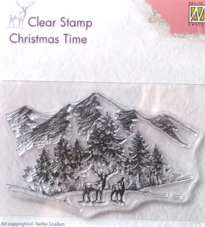 Stempel Christmas Time - Christmas landscape with deer, Nellie Snellen