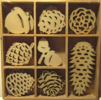 Craft Emotions - Holz Ornamente Tannenzapfen