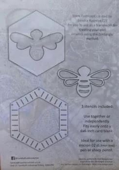 Sandra Rushton, Stencil for Tangling, Bee and Hexagon