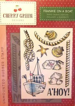Crafters Companion, Unmounted Rubber Stamp Cherry Green Frankie on a boat