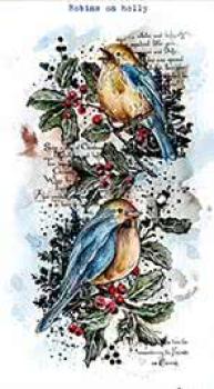 Studiolight • Stamp Robins on holly Vintage Christmas nr.545