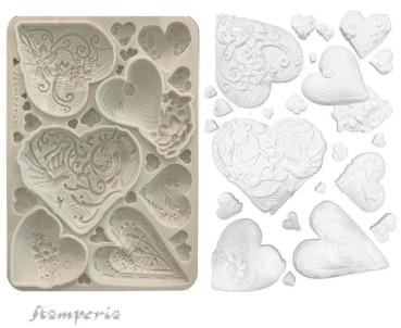 Stamperia, Alice in Christmas A5 Silicon Mould Simple Hearts