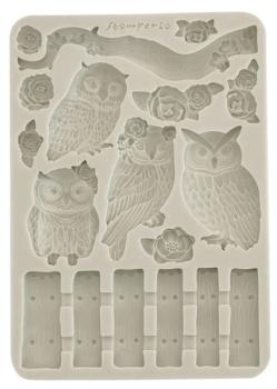 Stamperia, The Owl's House A5 Silicon Mould Owls and Branch