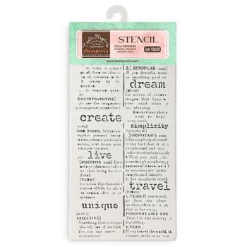 Stamperia, Create Happiness Secret Diary Thick Stencil Dictionary